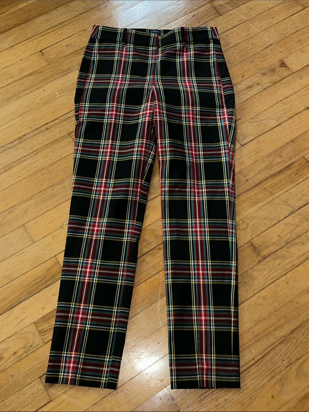 Black Red Tartan Plaid Slim Pants